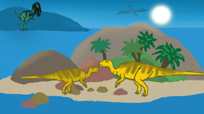 Kreide - hoher Meeresspiegel, Iguanodons im Sauerland